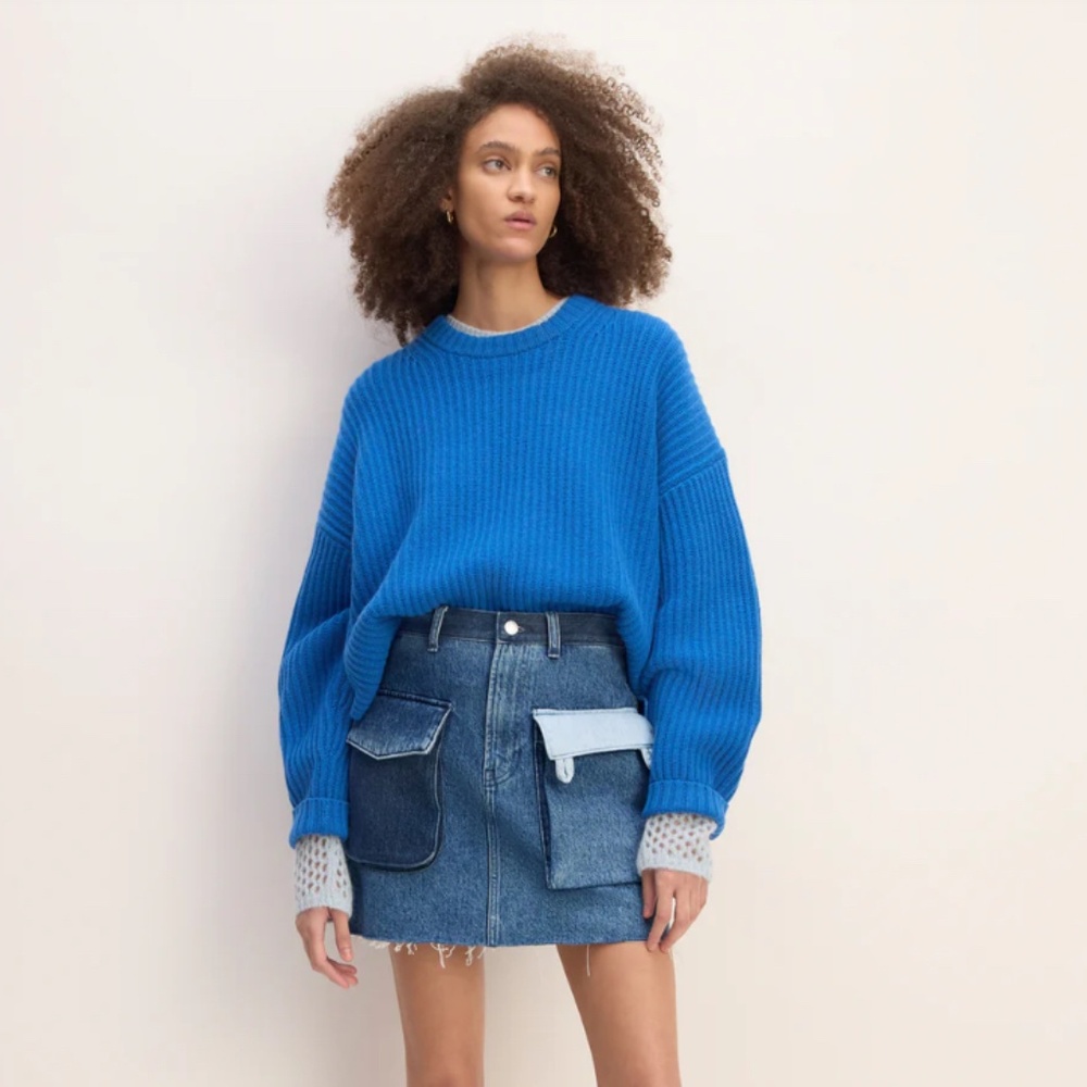 Marques Almeida x Everlane collab Denim patchwork mini skirt